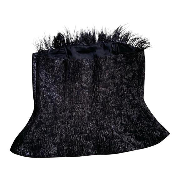 H&M Black Strapless Feather-Trim Top medium - Picture 4 of 12